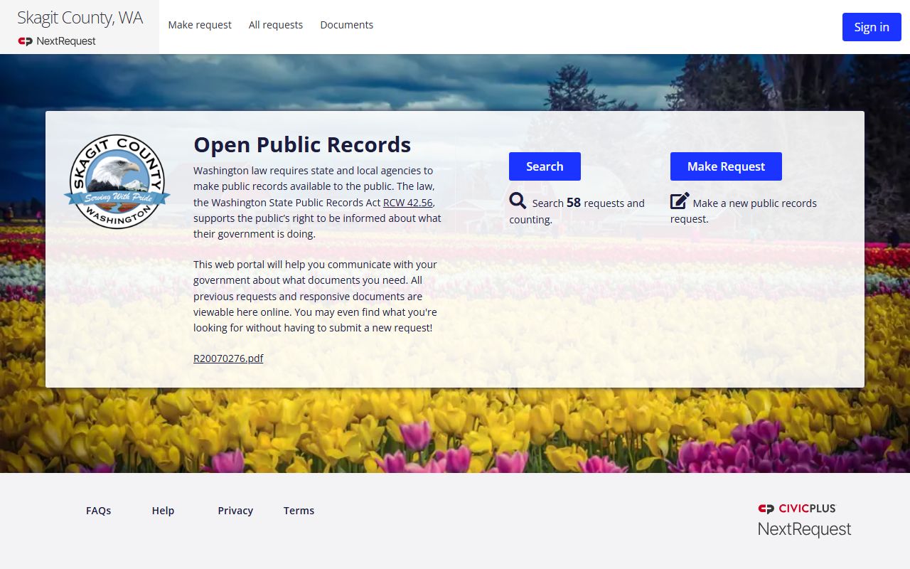 Skagit County NextRequest public records portal